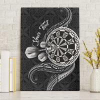 Personalised Niue Darts Masters Canvas Wall Art Tribal Hiapo Dartboard LT03 Without Frame Black - Polynesian Pride