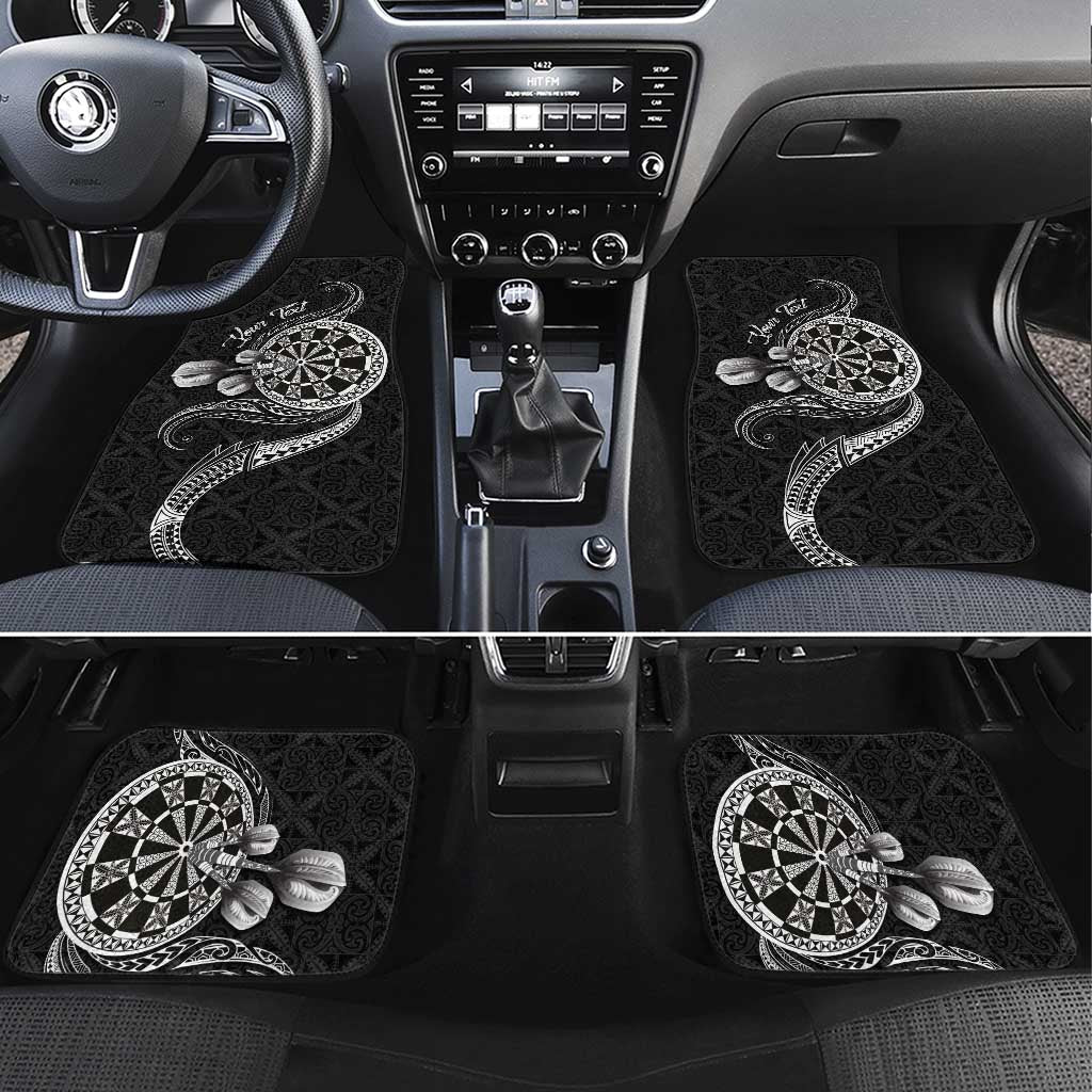 Personalised Niue Darts Masters Car Mats Tribal Hiapo Dartboard LT03 Set 4pcs Black - Polynesian Pride