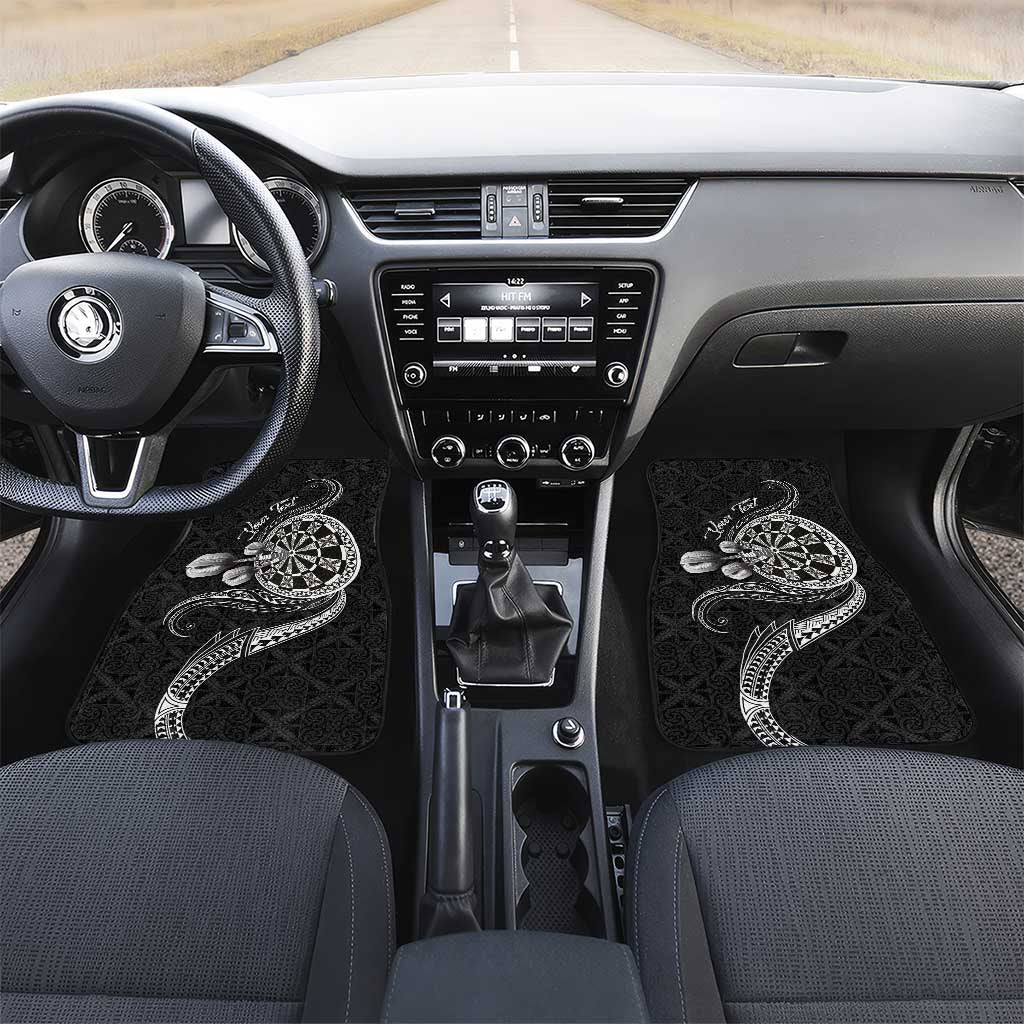 Personalised Niue Darts Masters Car Mats Tribal Hiapo Dartboard LT03 Set 2pcs - Front Black - Polynesian Pride