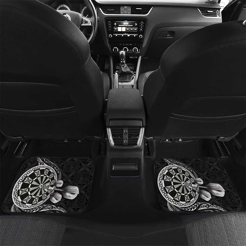 Personalised Niue Darts Masters Car Mats Tribal Hiapo Dartboard LT03 Set 2pcs - Back Black - Polynesian Pride