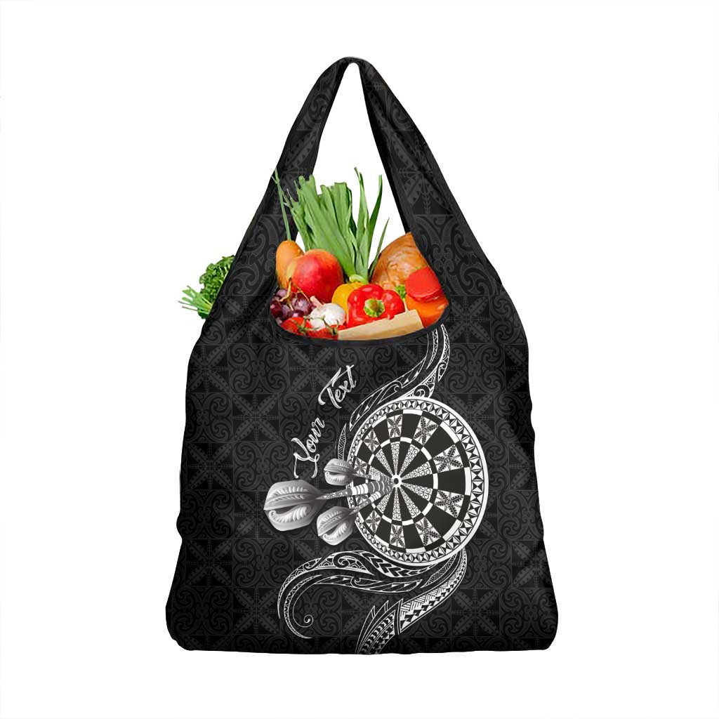 Personalised Niue Darts Masters Grocery Bag Tribal Hiapo Dartboard LT03 1-pack One Size Black - Polynesian Pride