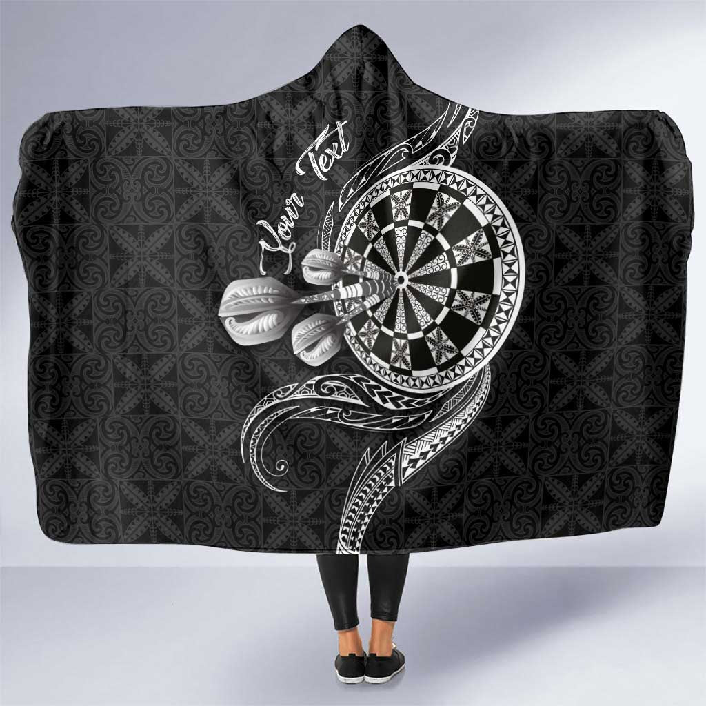 Personalised Niue Darts Masters Hooded Blanket Tribal Hiapo Dartboard LT03 One Size Black - Polynesian Pride