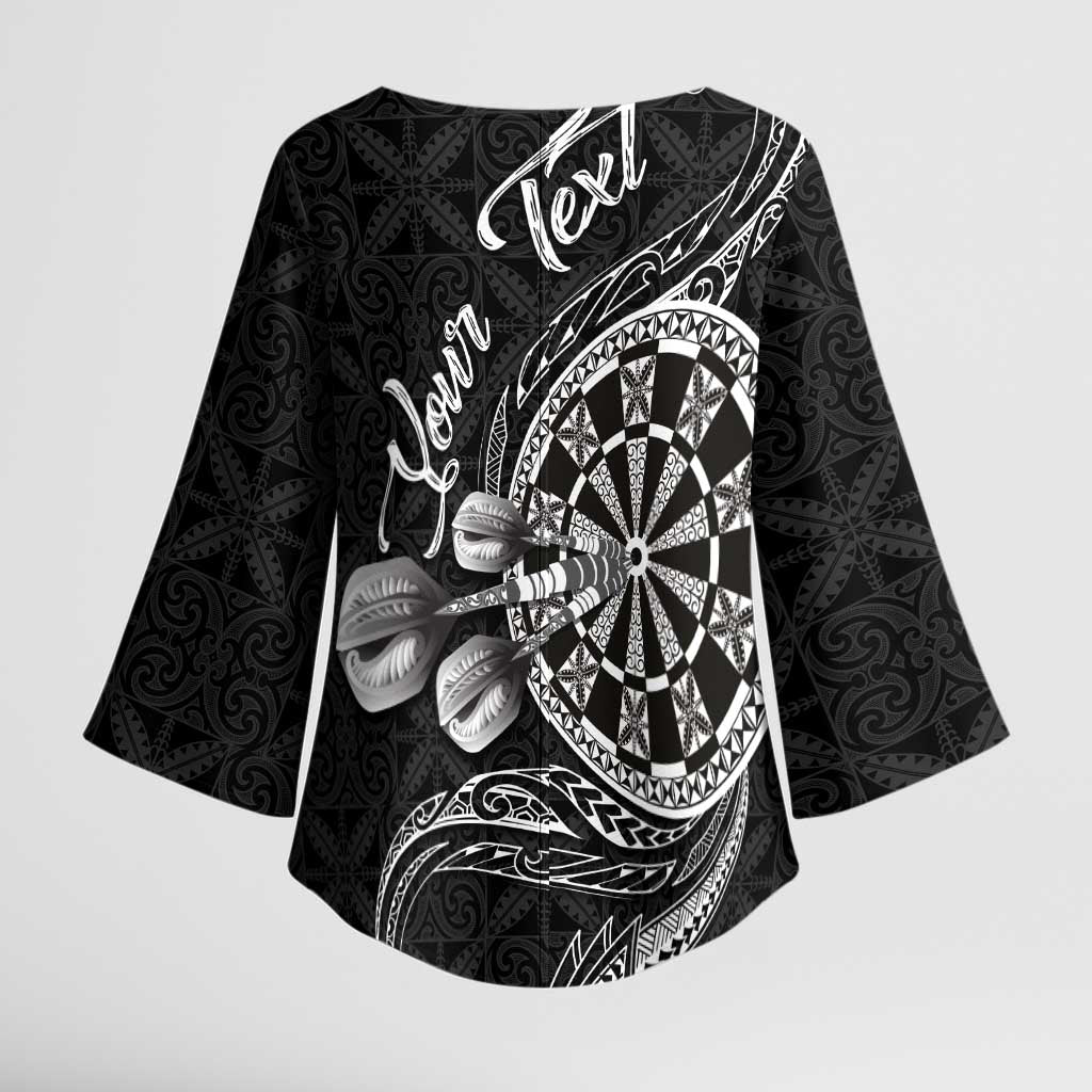 Personalised Niue Darts Masters Kimono Sleeve Blouse Tribal Hiapo Dartboard LT03 - Polynesian Pride