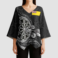 Personalised Niue Darts Masters Kimono Sleeve Blouse Tribal Hiapo Dartboard LT03 - Polynesian Pride