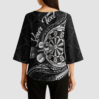 Personalised Niue Darts Masters Kimono Sleeve Blouse Tribal Hiapo Dartboard LT03 - Polynesian Pride