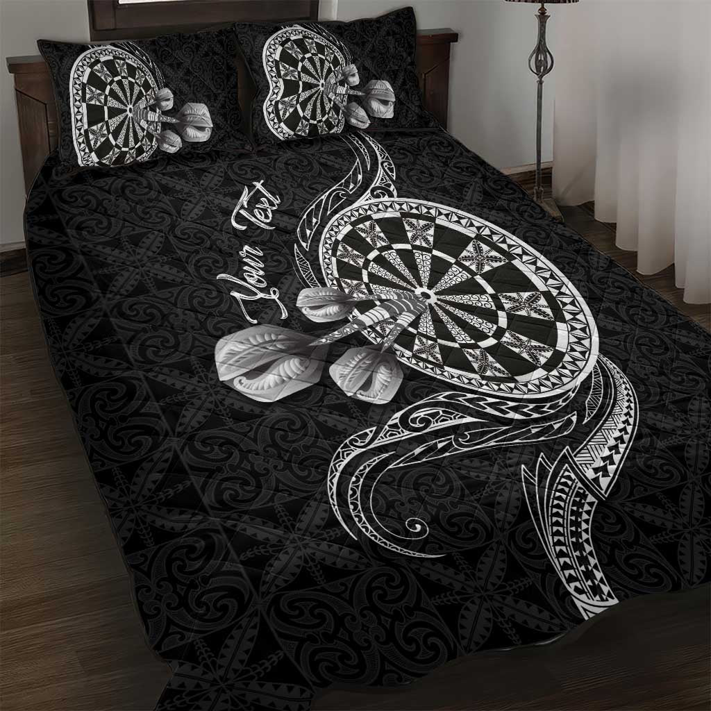 Personalised Niue Darts Masters Quilt Bed Set Tribal Hiapo Dartboard LT03 Black - Polynesian Pride