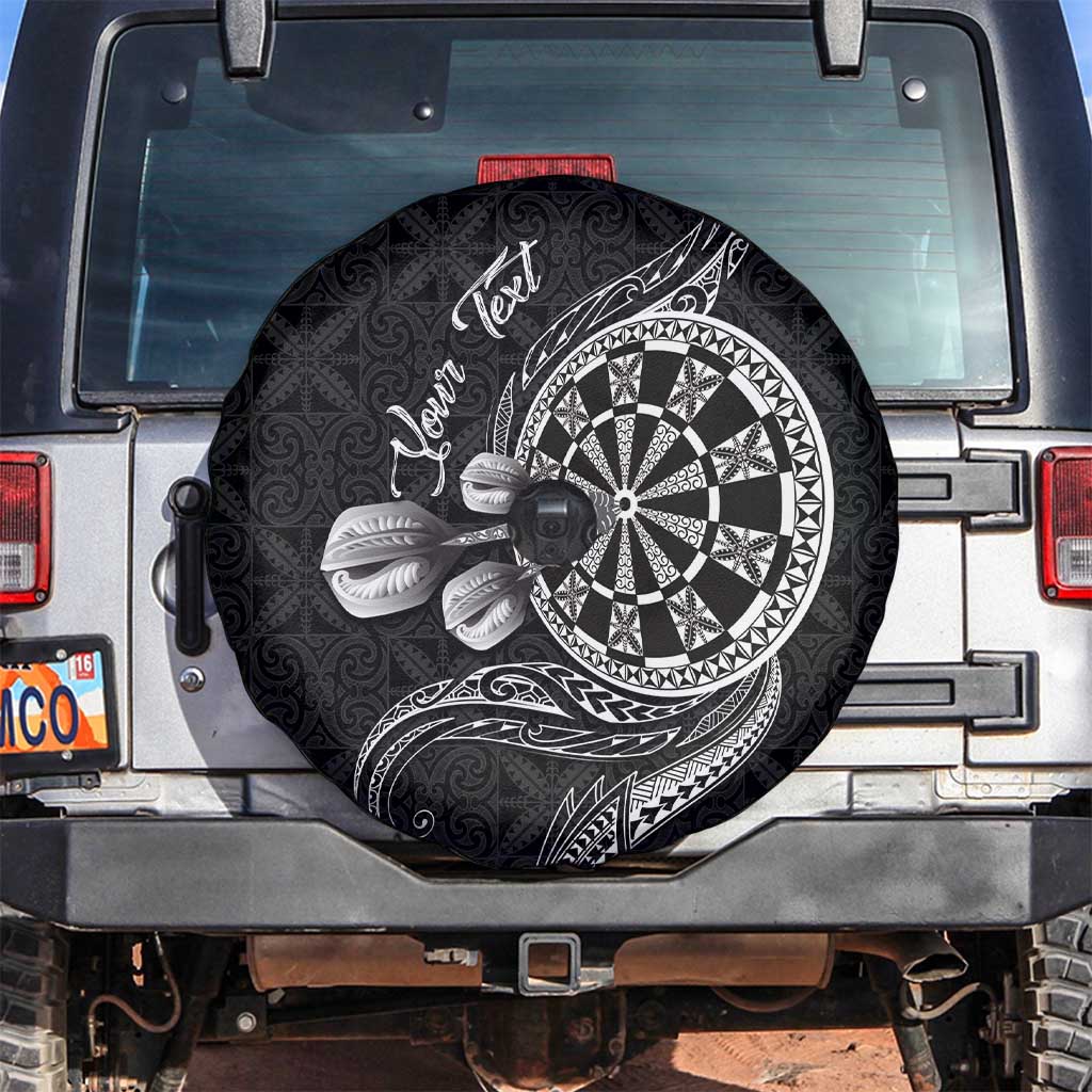 Personalised Niue Darts Masters Spare Tire Cover Tribal Hiapo Dartboard LT03 Black - Polynesian Pride