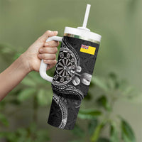 Personalised Niue Darts Masters Tumbler With Handle Tribal Hiapo Dartboard LT03 - Polynesian Pride