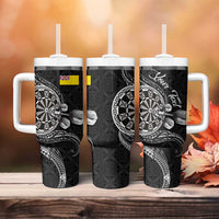 Personalised Niue Darts Masters Tumbler With Handle Tribal Hiapo Dartboard LT03 - Polynesian Pride