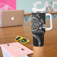 Personalised Niue Darts Masters Tumbler With Handle Tribal Hiapo Dartboard LT03 - Polynesian Pride