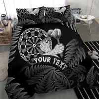 Personalised New Zealand Aotearoa Darts Masters Bedding Set Silver Fern and Maori Spirit LT03 - Polynesian Pride