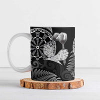 Personalised New Zealand Aotearoa Darts Masters Ceramic Mug Silver Fern and Maori Spirit LT03 Black - Polynesian Pride