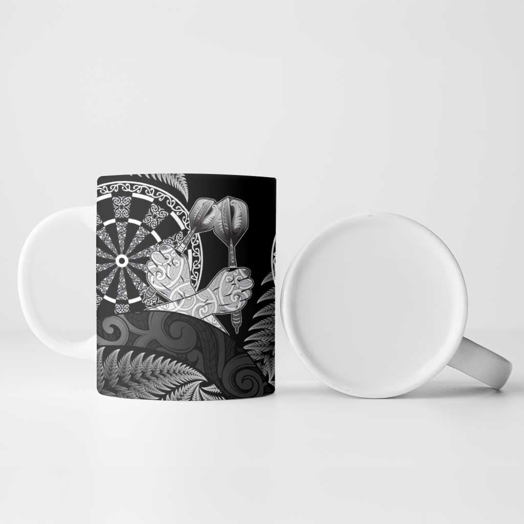 Personalised New Zealand Aotearoa Darts Masters Ceramic Mug Silver Fern and Maori Spirit LT03 - Polynesian Pride