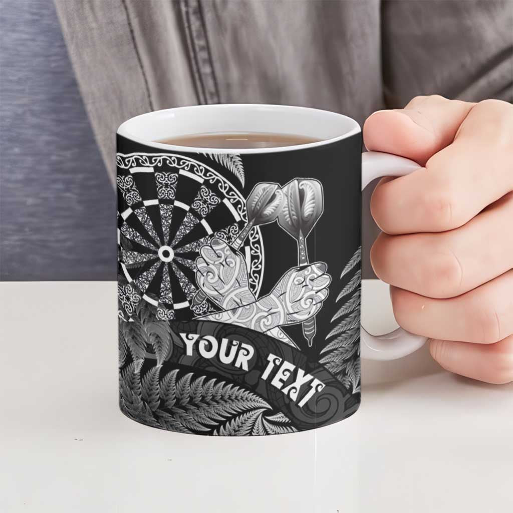 Personalised New Zealand Aotearoa Darts Masters Ceramic Mug Silver Fern and Maori Spirit LT03 - Polynesian Pride