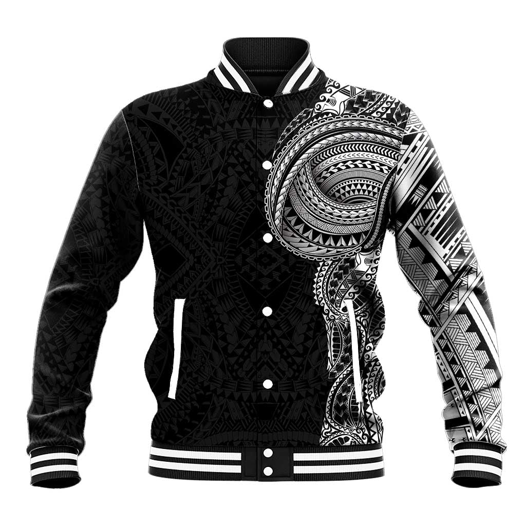 Traditional Polynesian Art Tattoos Baseball Jacket Black Color LT03 Unisex Black - Polynesian Pride