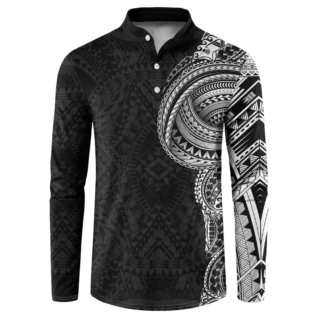 Traditional Polynesian Art Tattoos Button Sweatshirt Black Color LT03 Black - Polynesian Pride