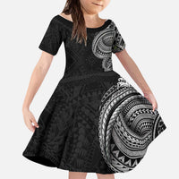 Traditional Polynesian Art Tattoos Kid Short Sleeve Dress Black Color LT03 KID Black - Polynesian Pride