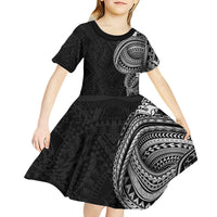Traditional Polynesian Art Tattoos Kid Short Sleeve Dress Black Color LT03 - Polynesian Pride