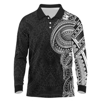 Traditional Polynesian Art Tattoos Long Sleeve Polo Shirt Black Color LT03 Black - Polynesian Pride