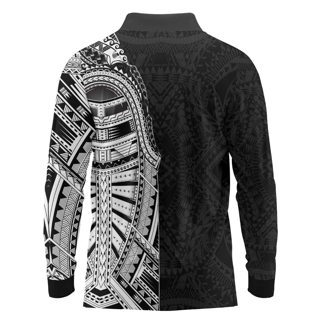 Traditional Polynesian Art Tattoos Long Sleeve Polo Shirt Black Color LT03 - Polynesian Pride