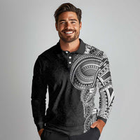 Traditional Polynesian Art Tattoos Long Sleeve Polo Shirt Black Color LT03 - Polynesian Pride