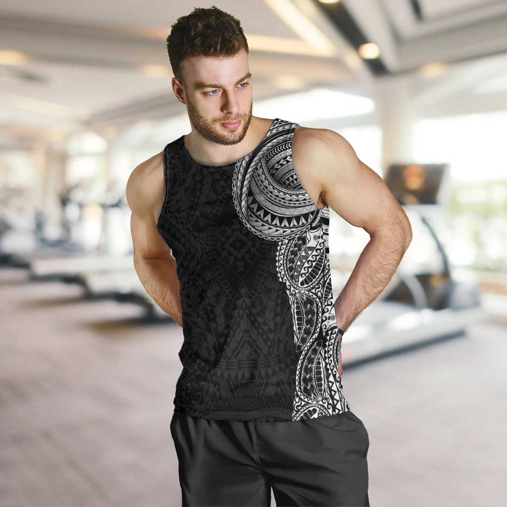 Traditional Polynesian Art Tattoos Men Tank Top - Black Color LT03 Black - Polynesian Pride