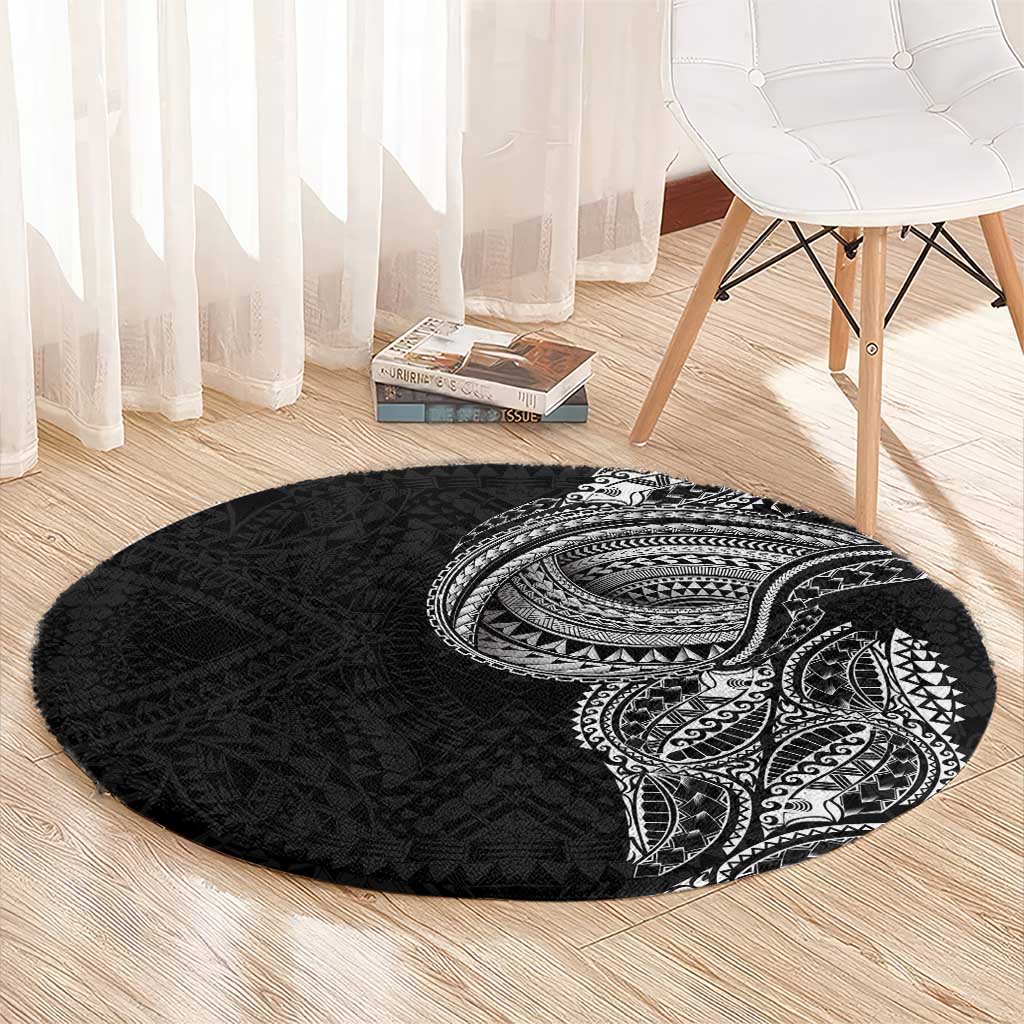 Traditional Polynesian Art Tattoos Round Carpet Black Color LT03 - Polynesian Pride