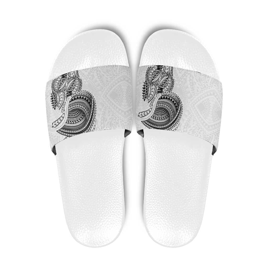 Traditional Polynesian Art Tattoos Slide Sandals White Color LT03 White - Polynesian Pride