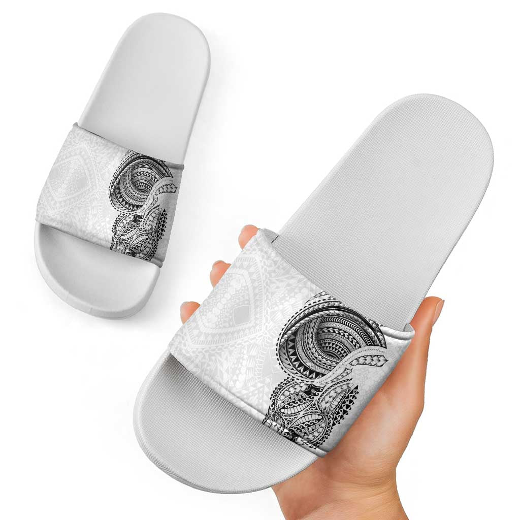 Traditional Polynesian Art Tattoos Slide Sandals White Color LT03 - Polynesian Pride