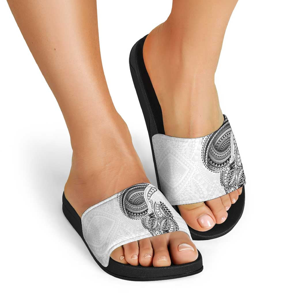 Traditional Polynesian Art Tattoos Slide Sandals White Color LT03 - Polynesian Pride