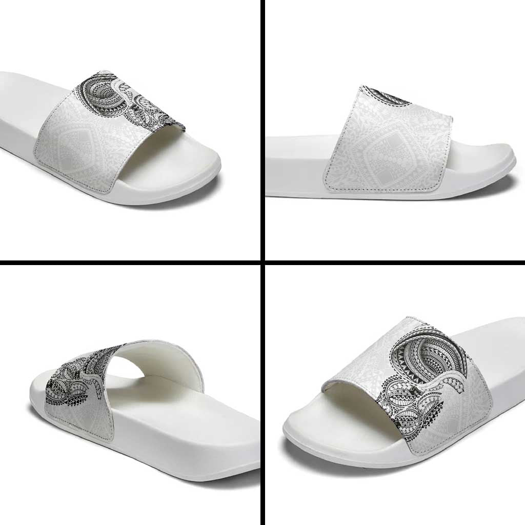 Traditional Polynesian Art Tattoos Slide Sandals White Color LT03 - Polynesian Pride