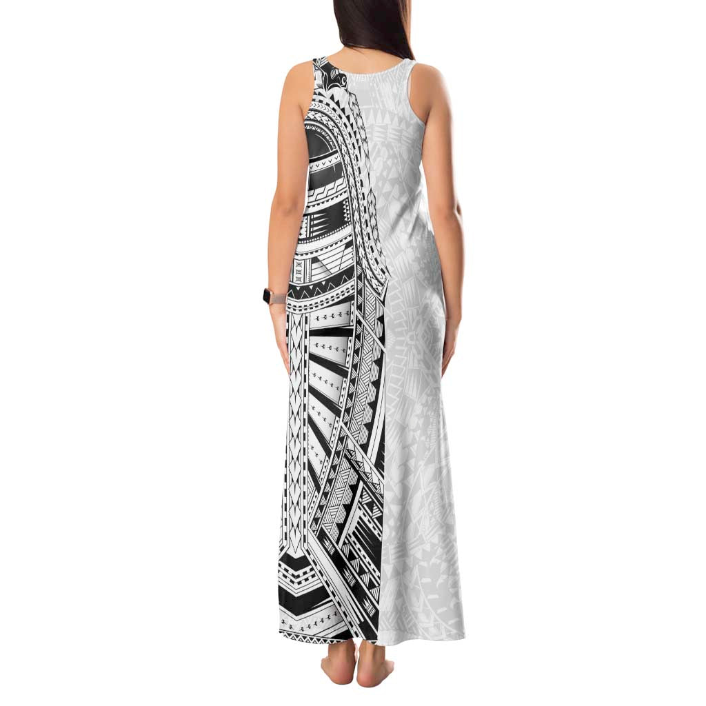 Traditional Polynesian Art Tattoos Tank Maxi Dress White Color LT03 - Polynesian Pride