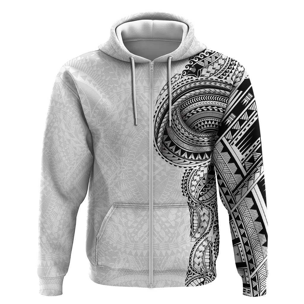 Traditional Polynesian Art Tattoos Zip Hoodie White Color LT03 Zip Hoodie White - Polynesian Pride
