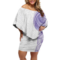Traditional Polynesian Art Tattoos Off Shoulder Short Dress Purple Color LT03 Women Purple - Polynesian Pride