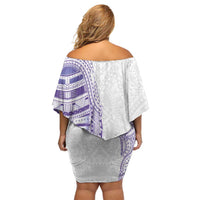 Traditional Polynesian Art Tattoos Off Shoulder Short Dress Purple Color LT03 - Polynesian Pride