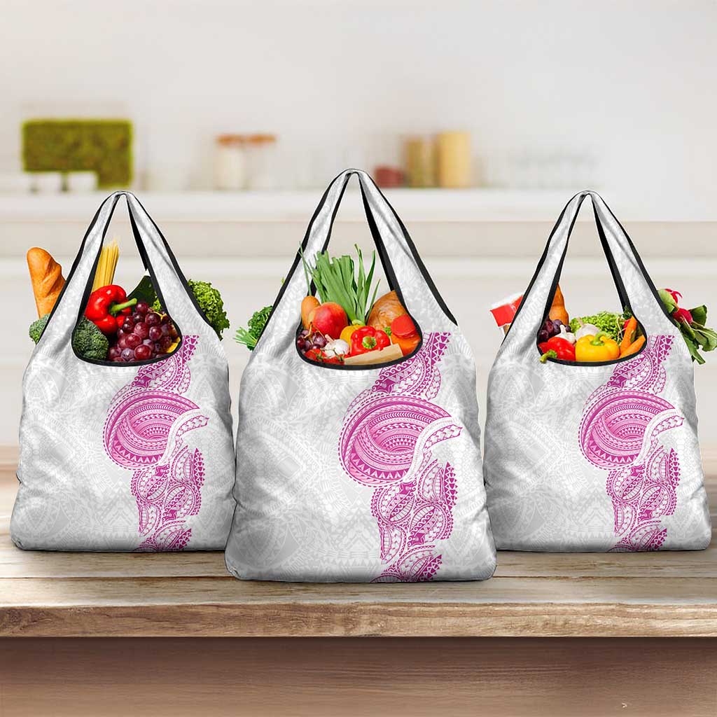 Traditional Polynesian Art Tattoos Grocery Bag Pink Color LT03 3-pack One Size Pink - Polynesian Pride