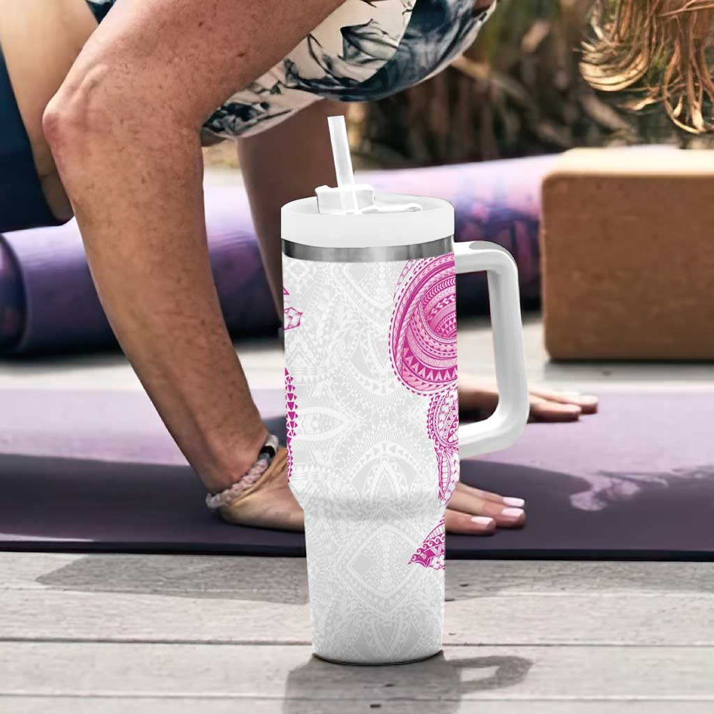 Traditional Polynesian Art Tattoos Tumbler With Handle Pink Color LT03 - Polynesian Pride