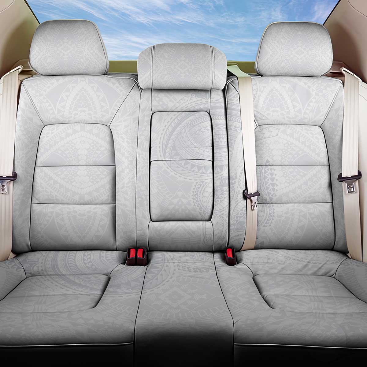 Lotu Tamaiti Back Car Seat Cover Traditional Samoan Art Tattoos LT03 One Size White - Polynesian Pride