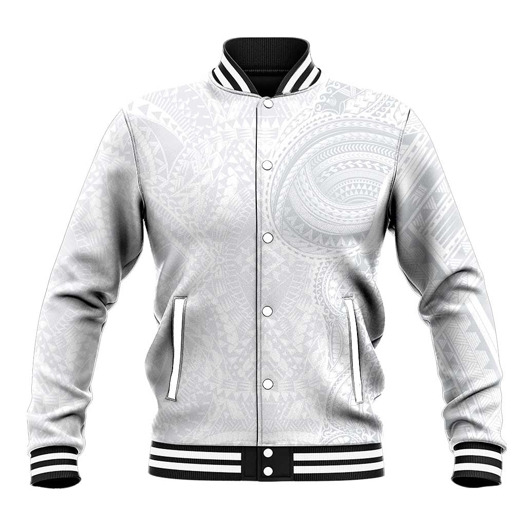 Lotu Tamaiti Baseball Jacket Traditional Samoan Art Tattoos LT03 Unisex White - Polynesian Pride