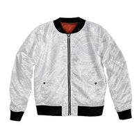 Lotu Tamaiti Bomber Jacket Traditional Samoan Art Tattoos LT03 Unisex White - Polynesian Pride