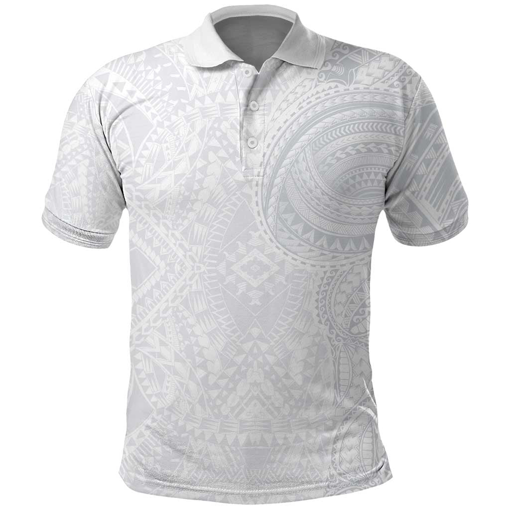 Lotu Tamaiti Polo Shirt Traditional Samoan Art Tattoos LT03 White - Polynesian Pride