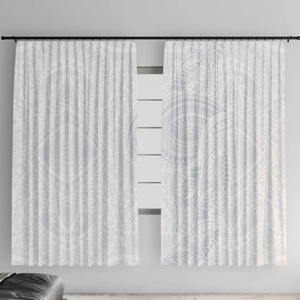 Lotu Tamaiti Window Curtain Traditional Samoan Art Tattoos LT03 With Hooks White - Polynesian Pride