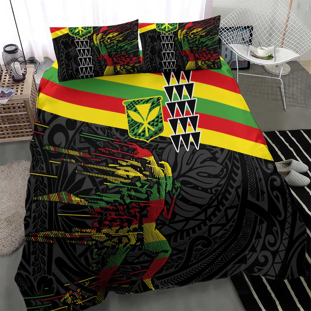 Kanaka Maoli Running Bedding Set Kakau Pattern with Kanaka Maoli Flag Color LT03 - Polynesian Pride