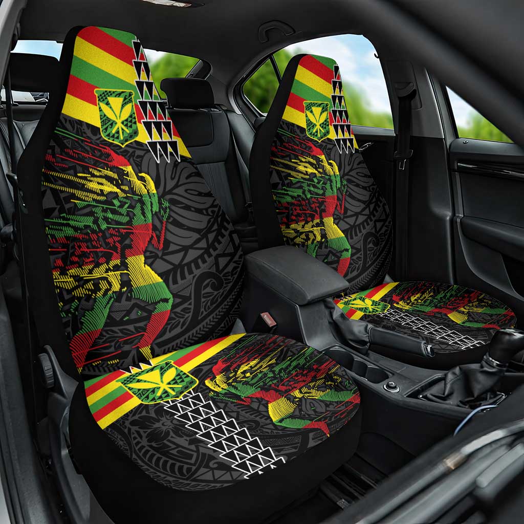 Kanaka Maoli Running Car Seat Cover Kakau Pattern with Kanaka Maoli Flag Color LT03 One Size Black - Polynesian Pride
