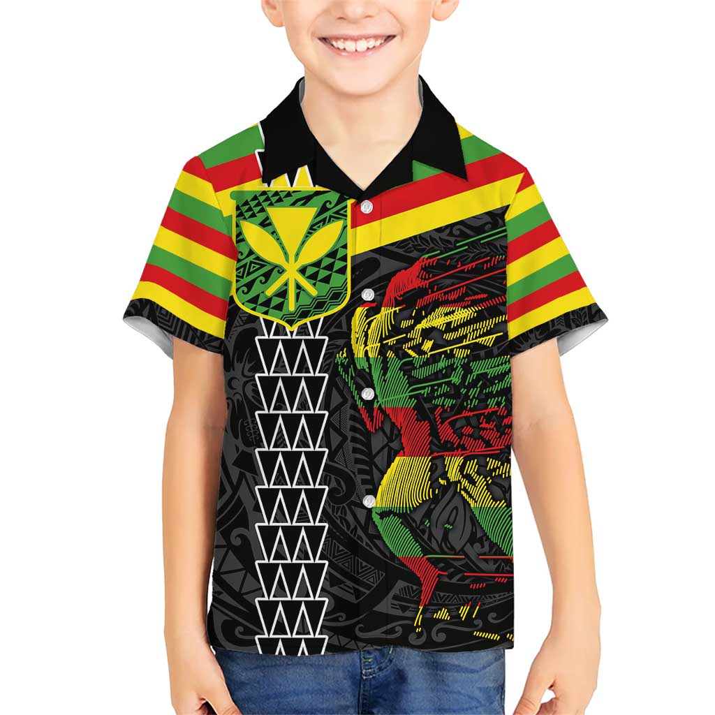 Kanaka Maoli Running Hawaiian Shirt Kakau Pattern with Kanaka Maoli Flag Color LT03 - Polynesian Pride