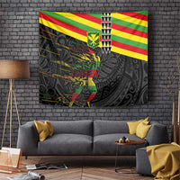 Kanaka Maoli Running Tapestry Kakau Pattern with Kanaka Maoli Flag Color LT03 Black - Polynesian Pride
