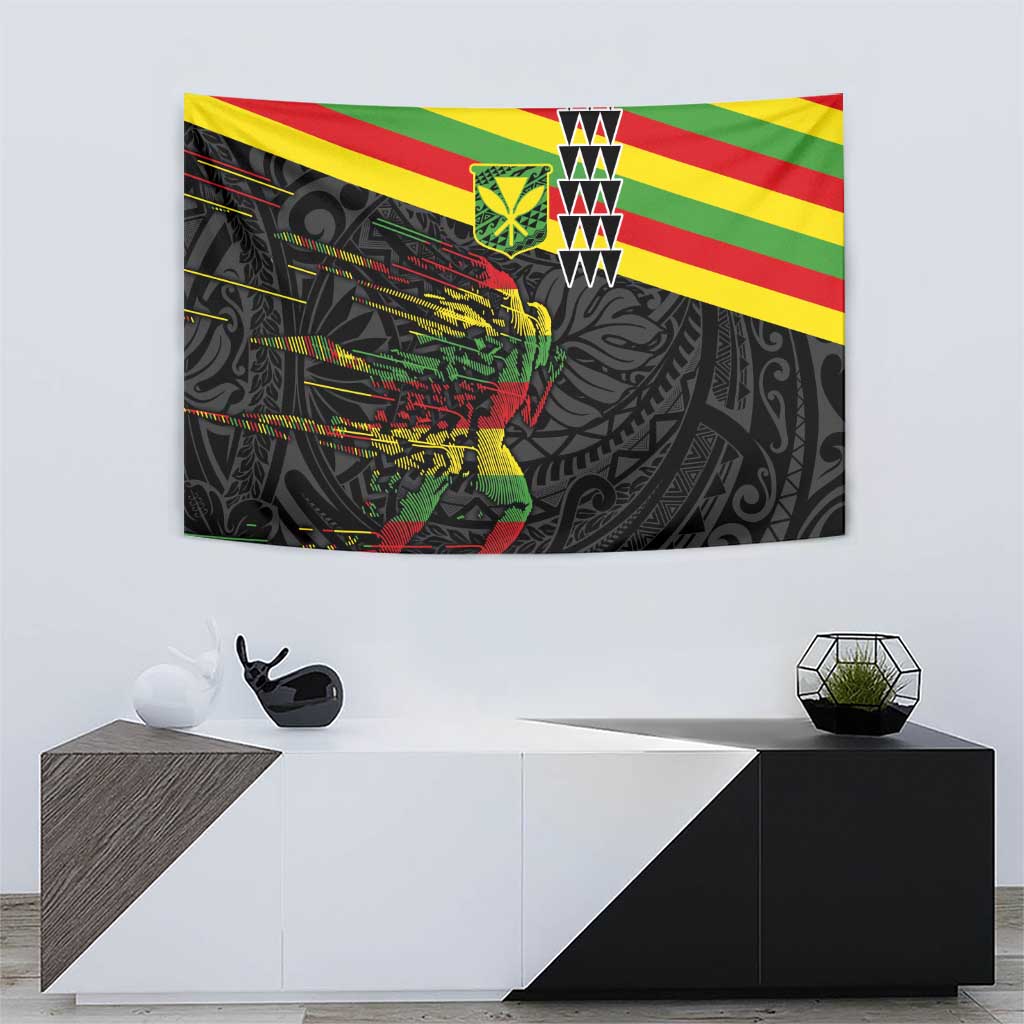Kanaka Maoli Running Tapestry Kakau Pattern with Kanaka Maoli Flag Color LT03 - Polynesian Pride