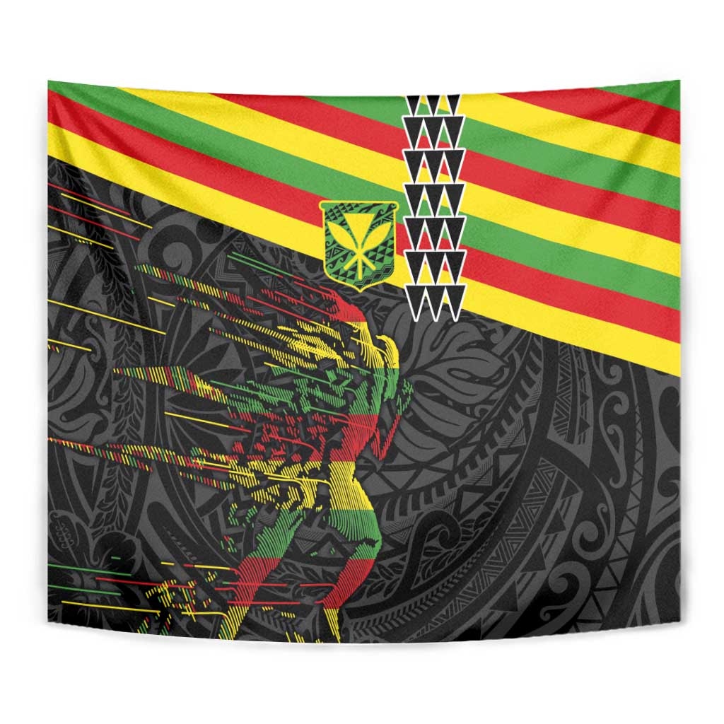 Kanaka Maoli Running Tapestry Kakau Pattern with Kanaka Maoli Flag Color LT03 - Polynesian Pride