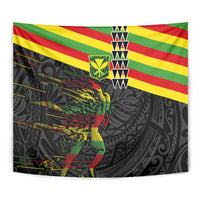 Kanaka Maoli Running Tapestry Kakau Pattern with Kanaka Maoli Flag Color LT03 - Polynesian Pride