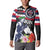 Honolulu Running Race Button Sweatshirt Hawaii Marathon Kakau Art with Hibiscus and National Flag Style